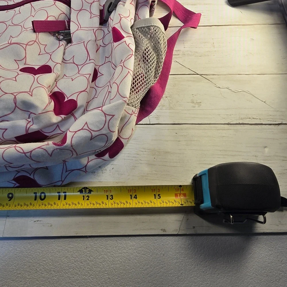 Trans by JanSport Heart Print Backpack Pink Purple White School Bag